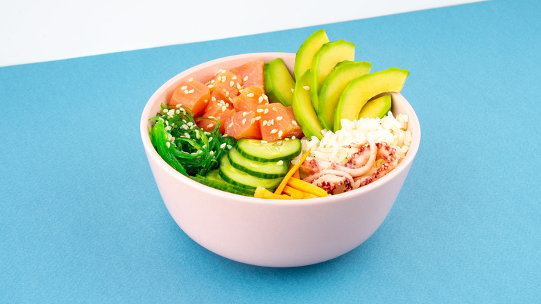 Colorful poke bowl