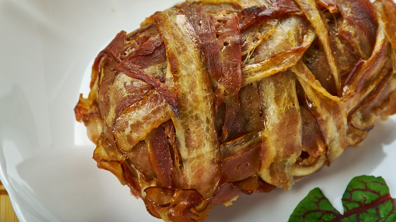 Danish meatloaf wrapped in bacon