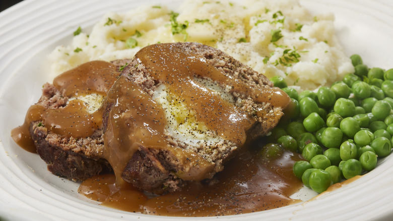 German meatloaf with mashed potatoes