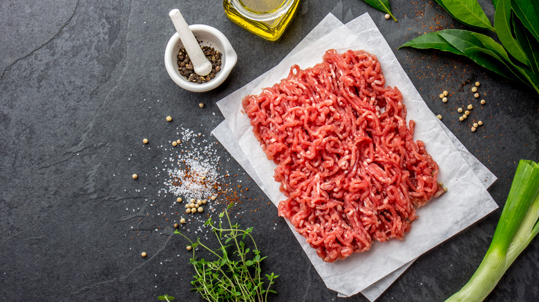 Ground bison, herbs and vegetables