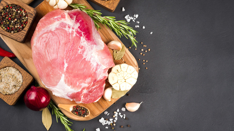 Pork Shoulder on wooden board