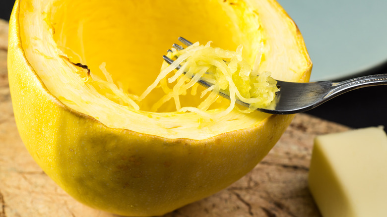 Half roasted spaghetti squash