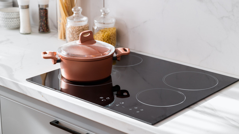 Pot on induction cooktop