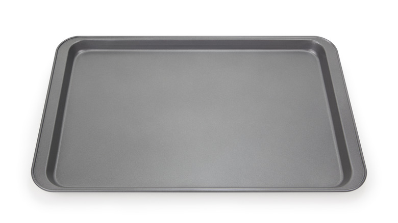 Baking sheet on white background