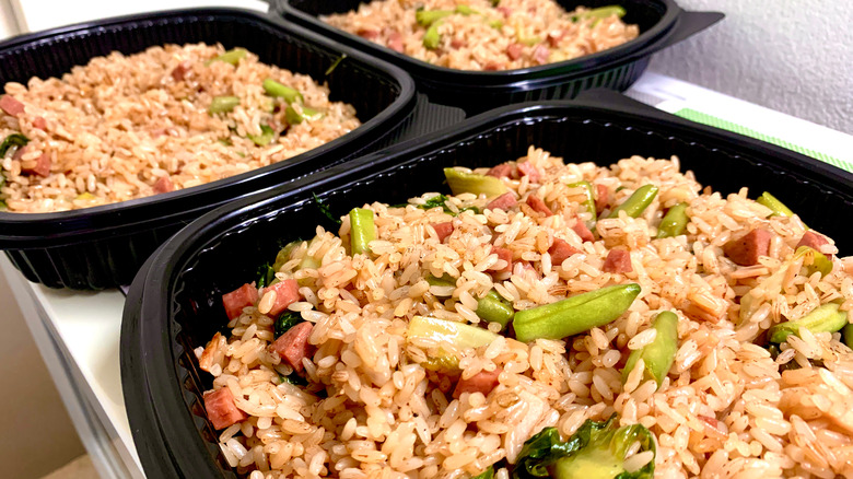 fried rice in microwaveable dishes