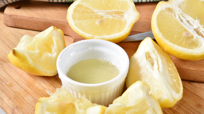 Lemon pieces and fresh juice