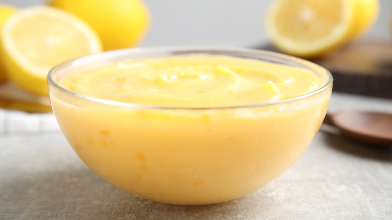 Lemon curd in a bowl