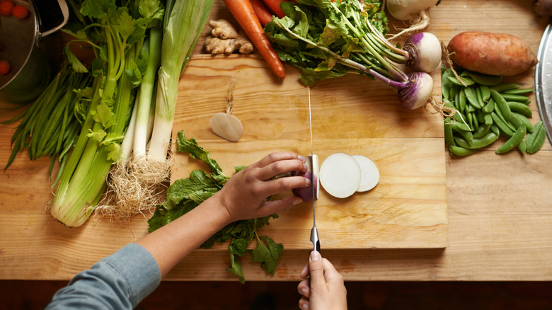 Chopping vegetables