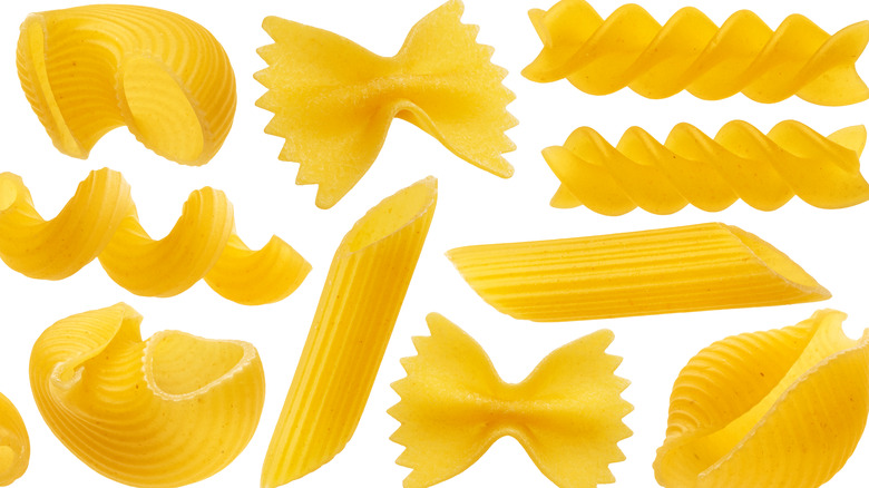 Various shapes of dried pasta