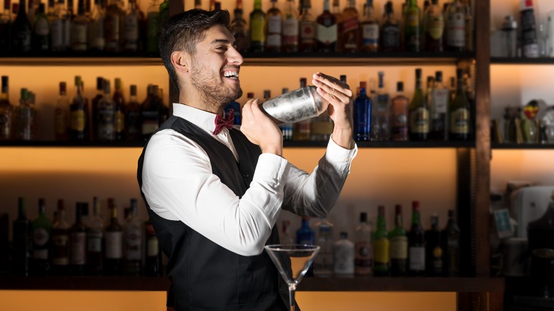 Bartender mixing a cocktail