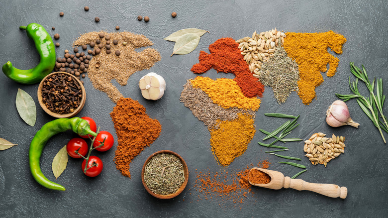 Various spices on counter