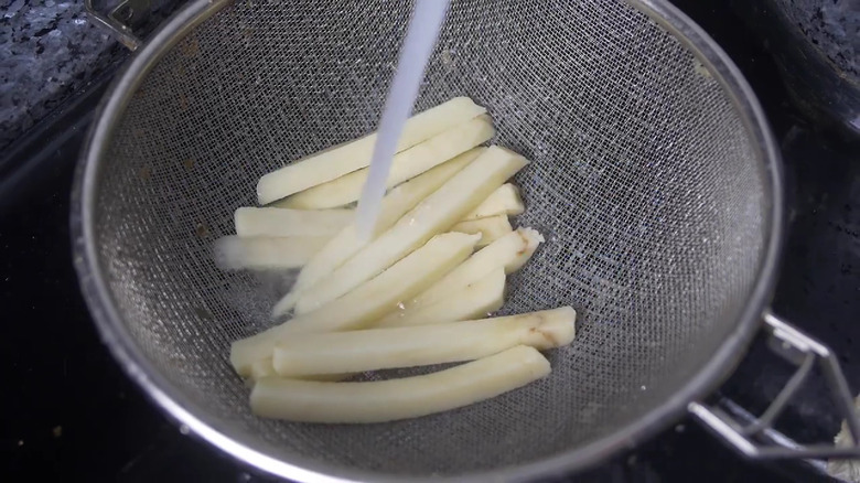 Chips being rinsed