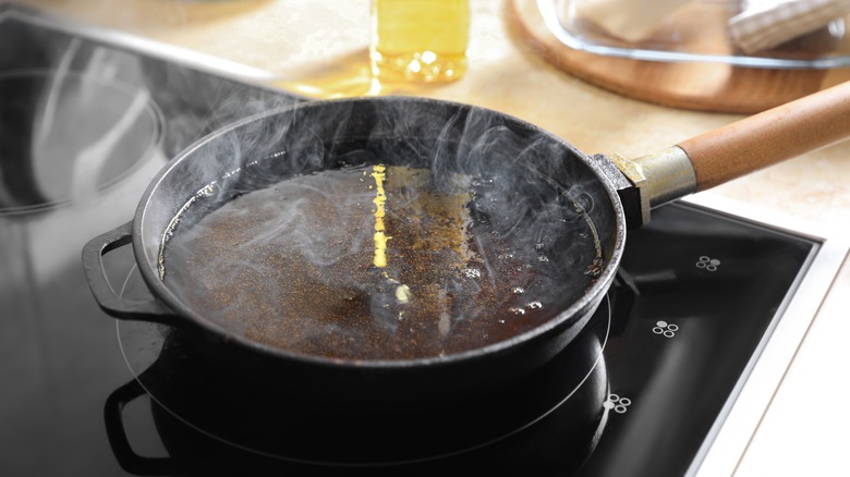 Smoking oil in pan