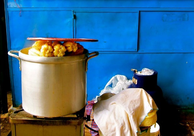 Corn, Potato Soup: San Pedro Market, Cusco, Peru 