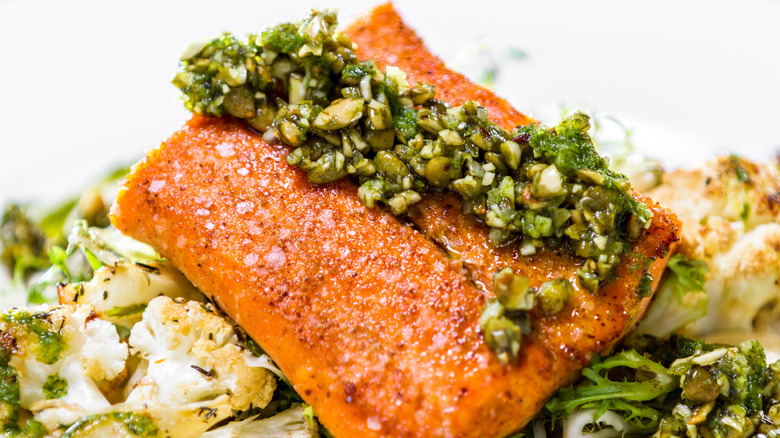 salmon filet with herbs