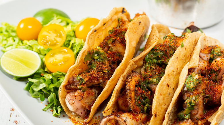 tacos with Tajín and lime