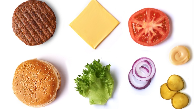 various burger ingredients