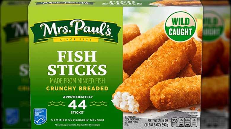 Box of Mrs. Paul's fish sticks