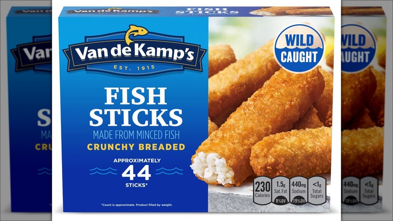 Box of Van de Kamp's fish sticks