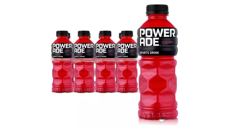 red powerade box and bottle