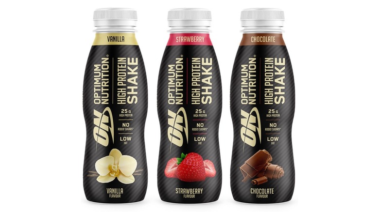 three Optimum Nutrition Shakes