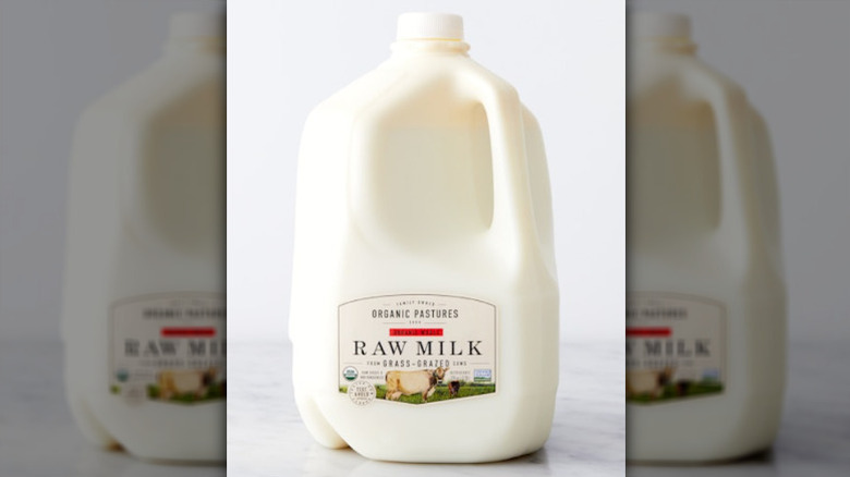 A gallon of Organic Pastures Raw Milk