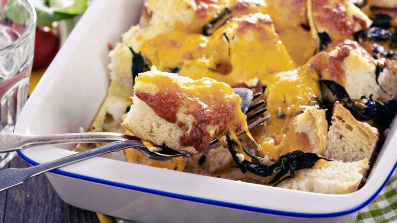 Close up of strata casserole