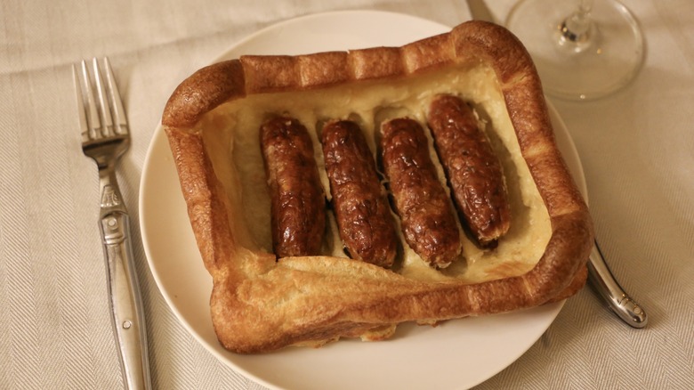 Toad in the hole on plate