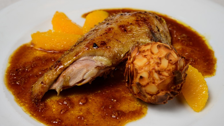 Duck à l'orange on plate