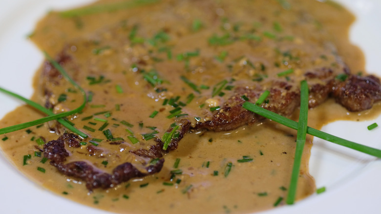 Steak Diane on plate