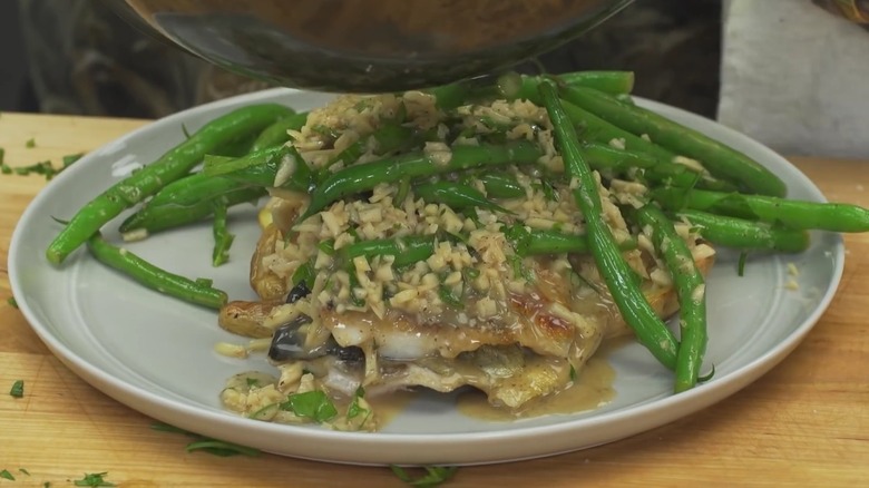 Trout amandine on plate