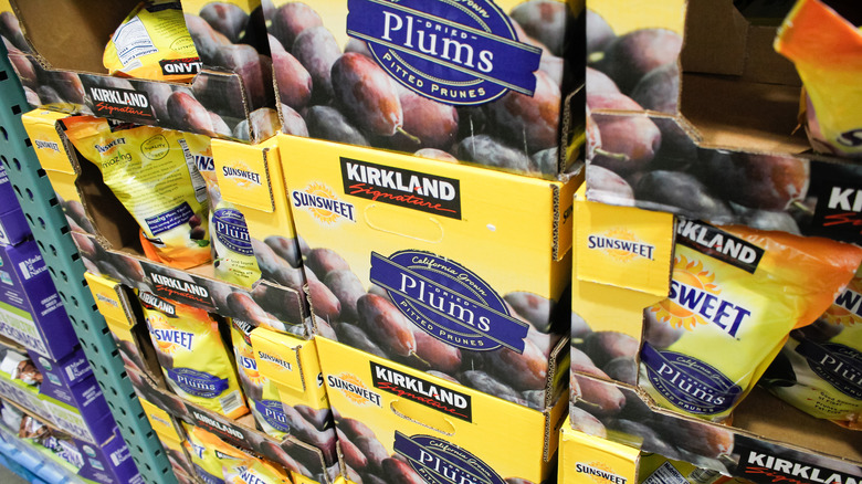 Boxes of dried prunes