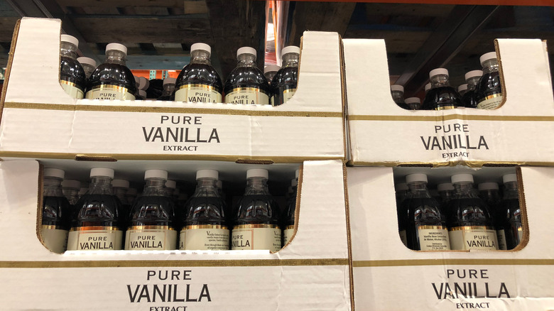 Shelf of vanilla extract