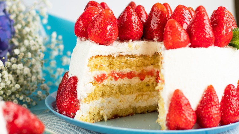 strawberries on a cake