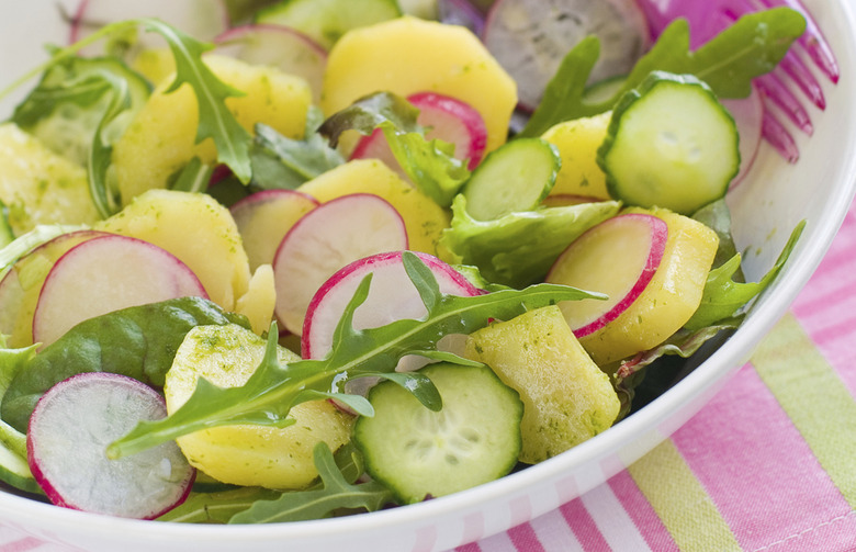 Boston Lettuce and Radish Salad with Grilled Fingerling Potatoes