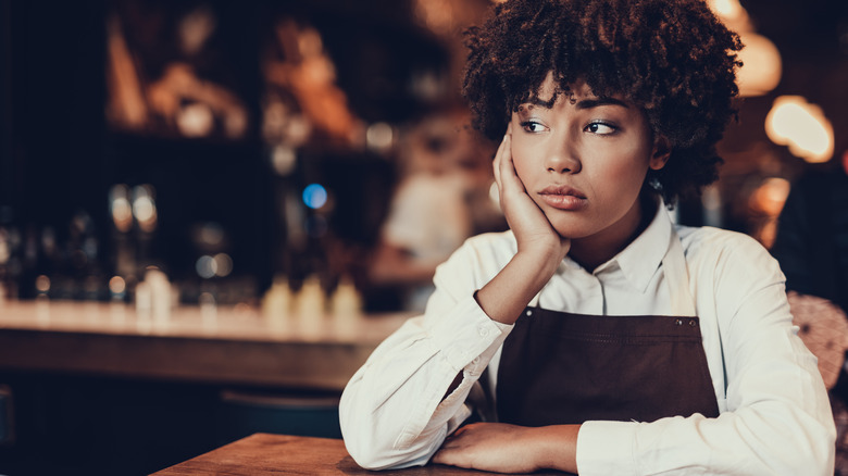 Bored waitress