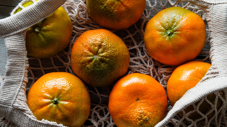 mesh bag of tangerines