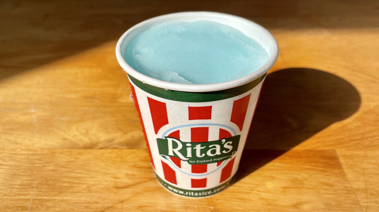 cup of pale blue ice