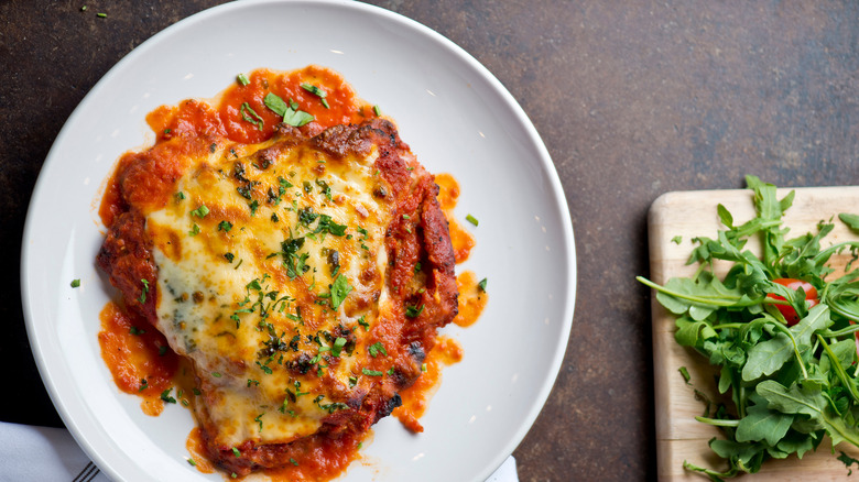 chicken parmesan and salad