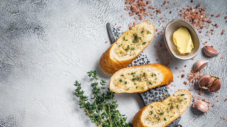 garlic bread and herbs