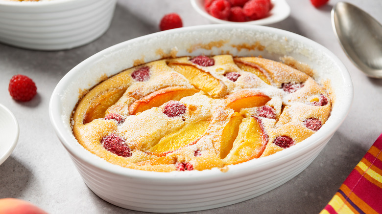 Baked clafoutis with fresh fruit