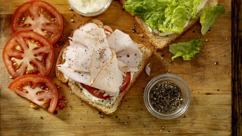 Sandwich being made