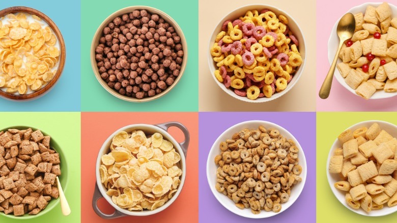various bowls of cereal