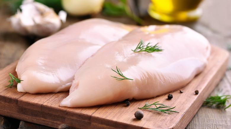 Chicken breasts coming to temperature 