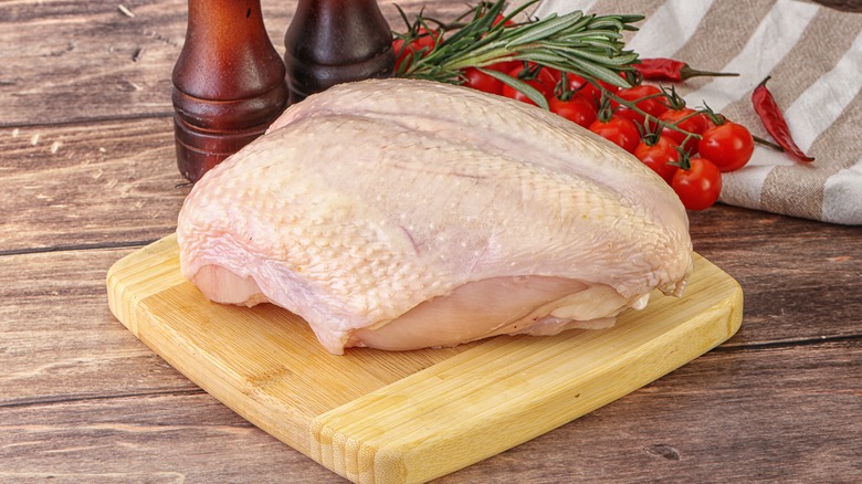 Bone-in chicken breast with skin