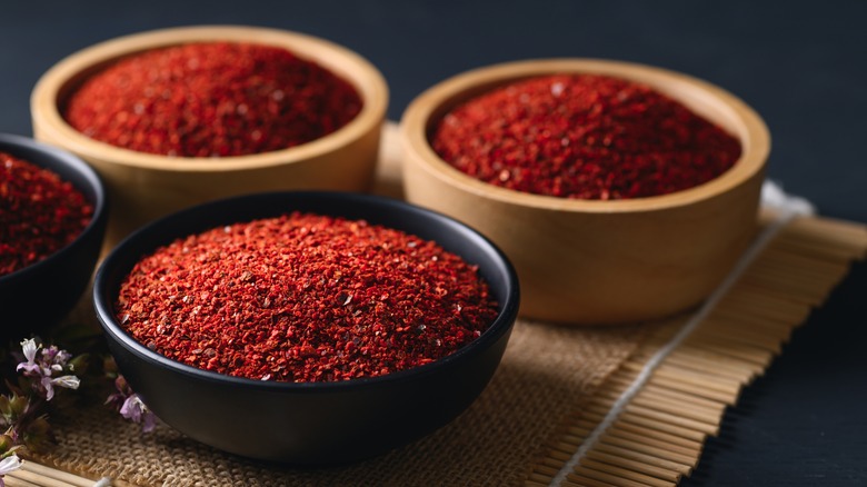 Bowls of red spices