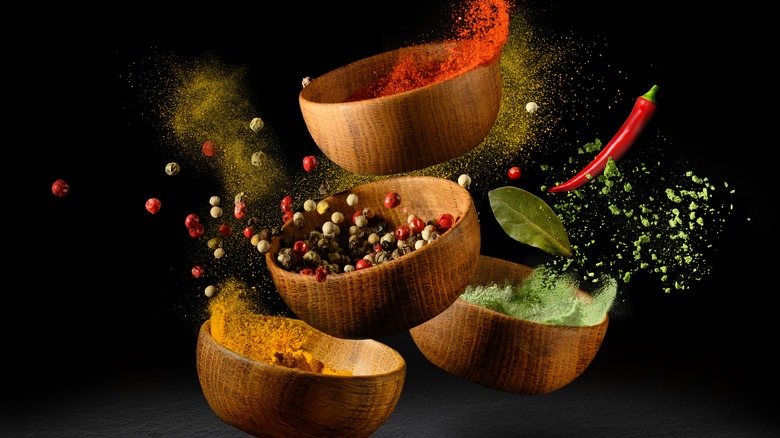 Bowls of different spices