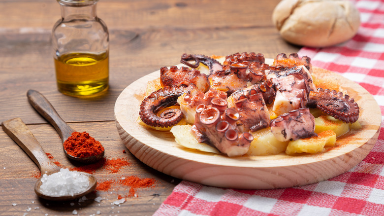 Plate of octopus with spices