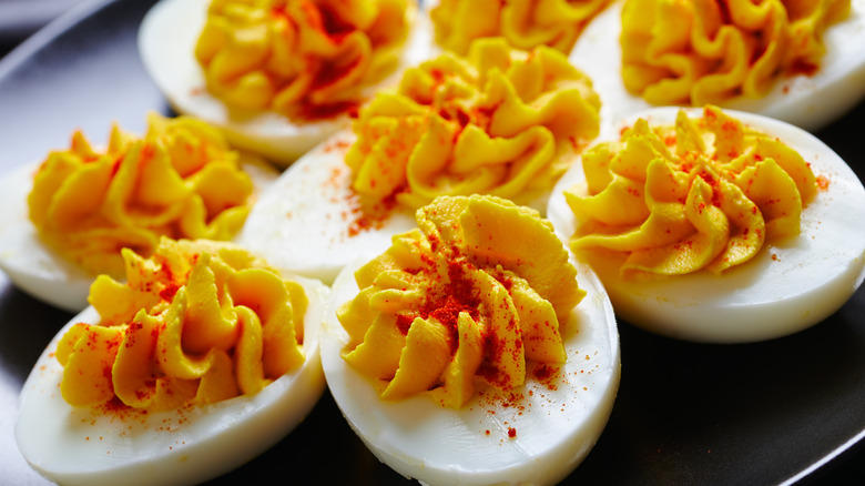 Deviled eggs with paprika sprinkle