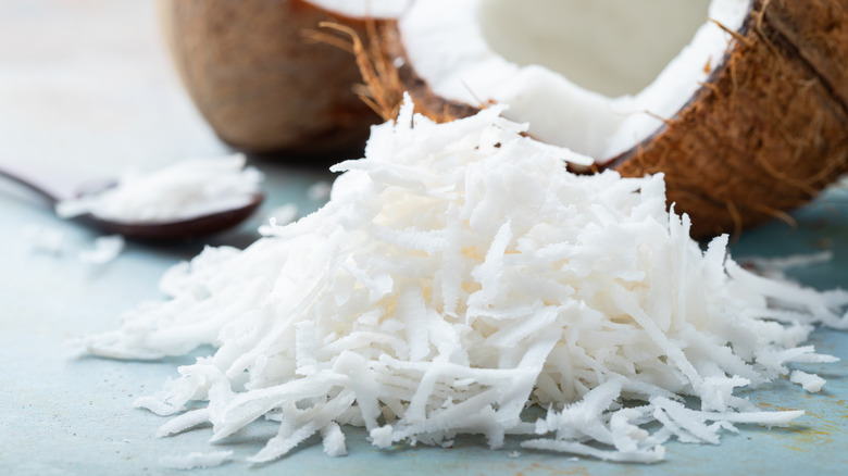 Shredded coconut pile